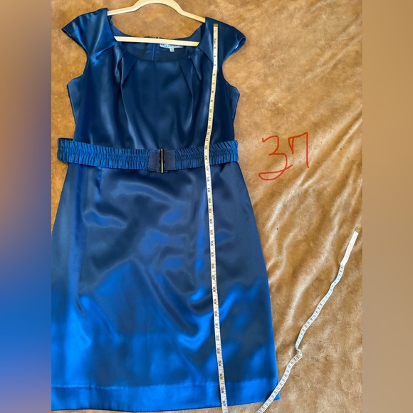 Antonio Melani Elegant Blue Cap Sleeve Dress Size 12 - Picture 4 of 8
